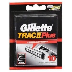 Gillette Trac II Plus Razor Blade Refills 10‎ Count Twin Blade Cartridges